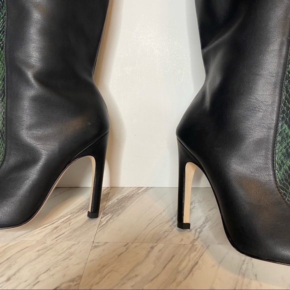 Good American The Koko Snake Embossed Leather Over The Knee Boot 5 - Picture 9 of 13